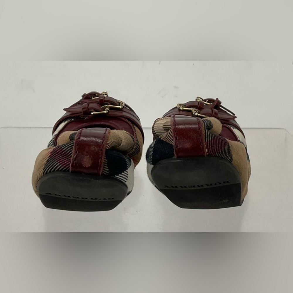 Burberry Bridle Housecheck Plaid Falcony Ballet Flat Sz 35 US 5 Triple Buckle - Picture 13 of 14